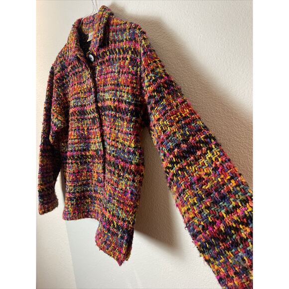 chicos design, tweed multicolor colorful blazer/ jacket, button up, size 1 - Picture 3 of 4